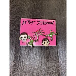 Betsey Johnson 5 Card Stud Earrings - Monkey , Spider, Frog Retired New